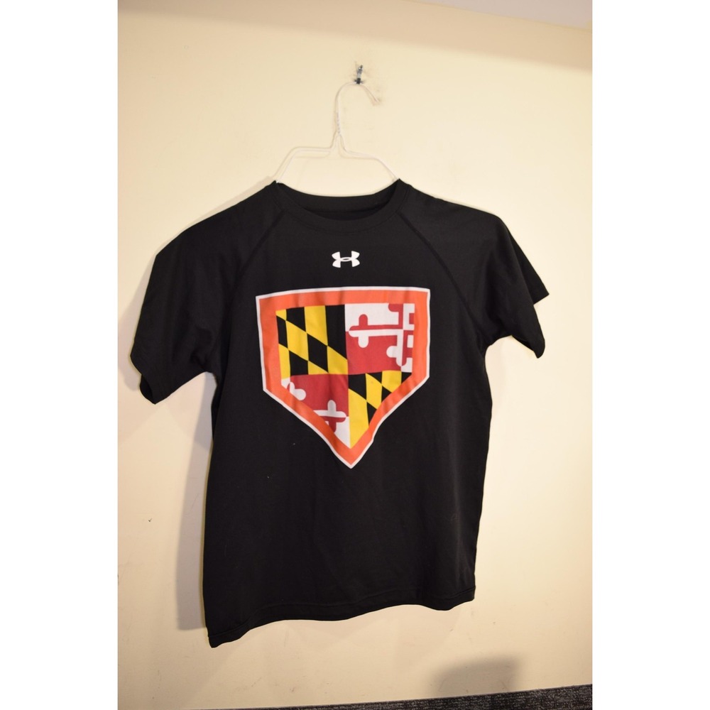 Under‎ Armour HeatGear Maryland Shirt BOYS L Ripken 8 Baseball LOOSE